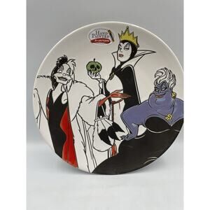 NEW! Disney Villains Hand Painted Plate Ursula, Cruella & Wicked Queen 8.25”